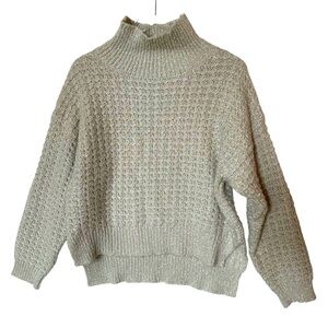 Karisma | Ivory & Cream Chunky Knit Mock Neck Sweater Size Small/Medium